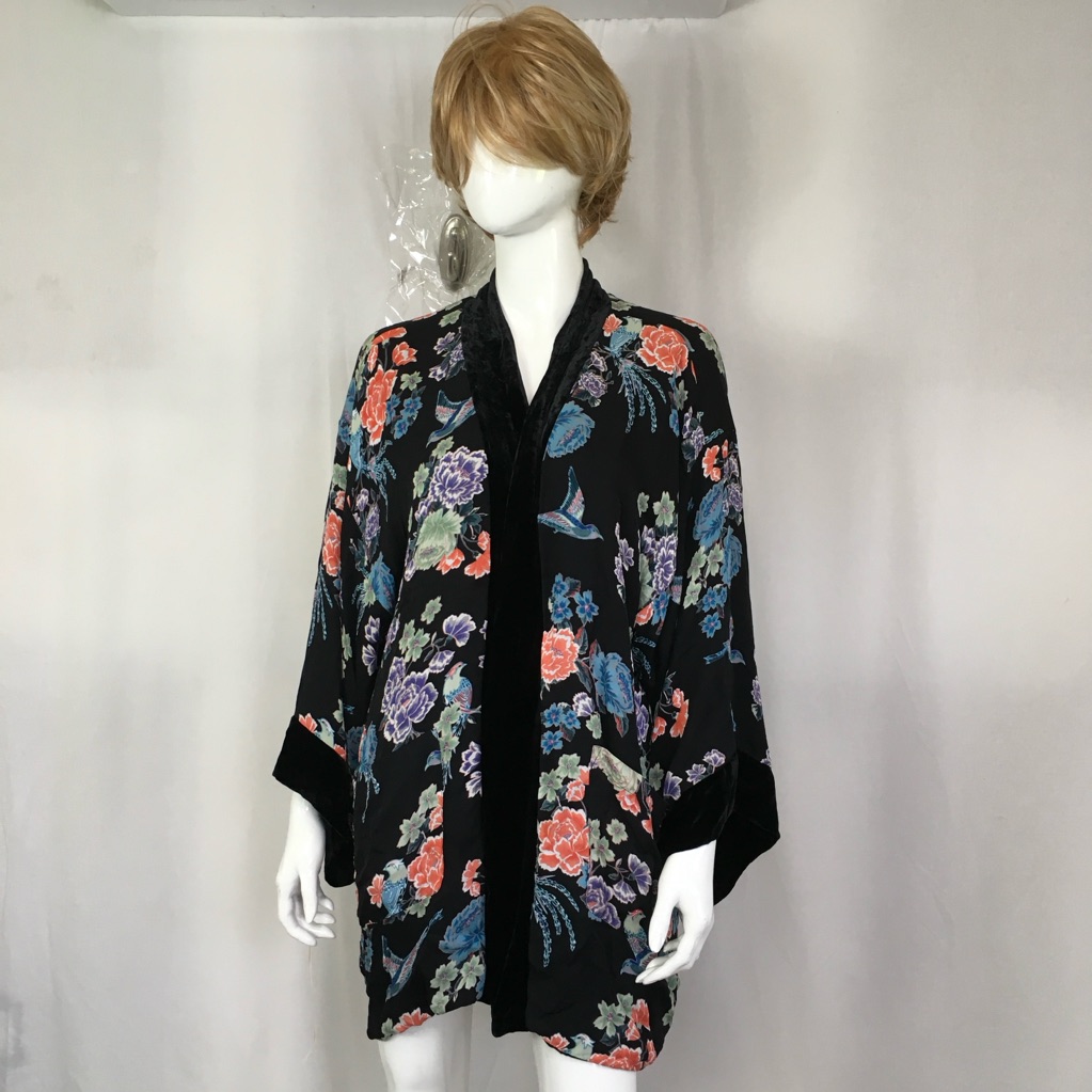 New Johnny Was Black Yuen Po Garden Floral Reversible Jacket Size Xl